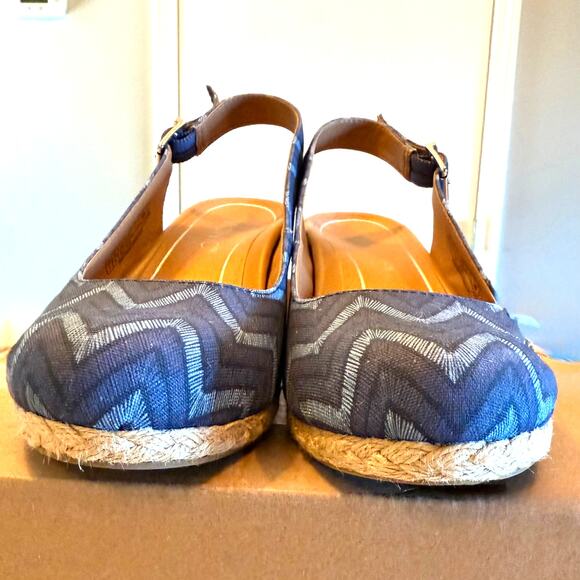 Vionic Aruba Coralina Navy Blue Chevron Espadrilles Wedge Sandals Like New 7 - Picture 4 of 8